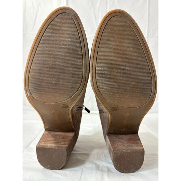 Lucky Brand Pickla Ankle Boots Booties Chevron Suede Beige Size 9M - Picture 6 of 12